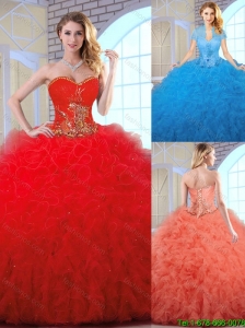 Cheap Appliques and Ruffles Quinceanera Gowns with Sweetheart