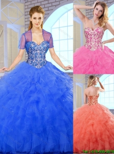 Classical Floor Length Quinceanera Dresses with Beading for 2015 Fall