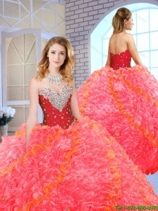 2016 Formal Sweetheart Quinceanera Gowns with Beading and Ruffles