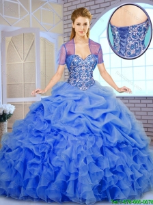 Fall Best Selling Beading and Ruffles Quinceanera Dresses in Blue