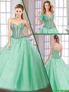 Latest Beading Lace Up Quinceanera Gowns with Sweetheart for 2016 Spring