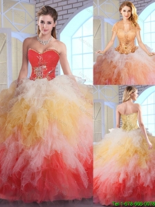 Luxurious Appliques and Ruffles Quinceanera Dresses in Multi Color