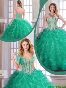 Perfect Turquoise Quinceanera Dresses with Beading and Ruffles
