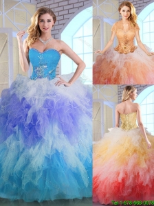 Spring Latest Winter Appliques and Ruffles Quinceanera Dresses in Multi Color