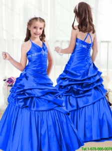 2015 winter Perfect A Line Halter TopFlower Girl Dresses with Beading