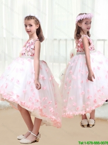 2016 New Arrivals High Low Flower Girl Dresses with Appliques