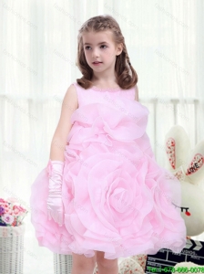 2016 Perfect A Line Scoop Beading Flower Girl Dresses with Rolling Flowers