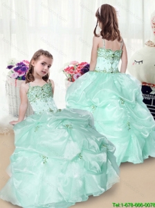 Elegant Beading and Appliques Little Girl Pageant Dresses in Apple Green for 2016