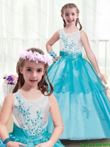 Lovely Appliques Scoop Flower Girl Dresses in Multi Color for 2016