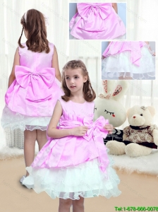 Perfect A Line Scoop Mini Length Bowknot Little Girl Pageant Dresses for 2016