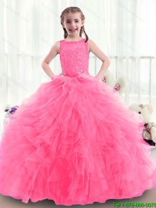 2016 Latest Bateau New Style Little Girl Pageant Dresses  with Ruffles and Beading