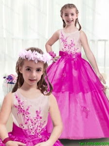 2016 Latest Scoop Appliques New Style Little Girl Pageant Dresses in Multi Color