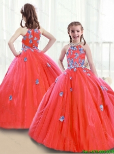2016 Popular Zipper Up Little Girl Pageant Dresses with High Neck