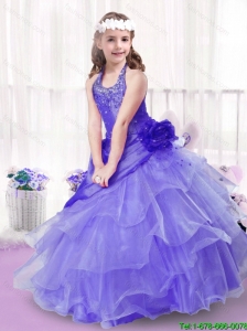 Popular Beading and Ruffles Little Girl Pageant Dresses in Lavender for 2016