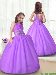 2016 Fashionable Halter Top  New Style Little Girl Pageant Dresses with Beading