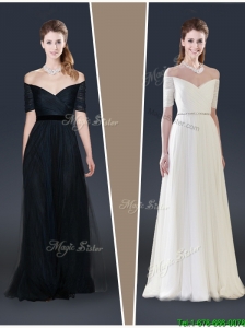 2015 Winter Perfect Empire Off the Shoulder Modest Prom Dresses