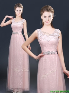 2016 Pretty Empire Scoop Modest Prom Dresses with  Lace and Appliques