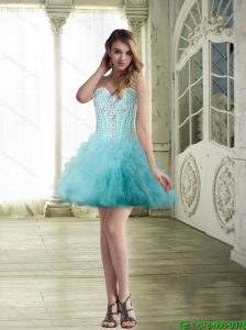 Latest Beaded Organza Prom Dress with Ruffles for Cocktail