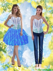 2015 Popular Knee Length Detachable Prom Dresses with Beading and Ruffles