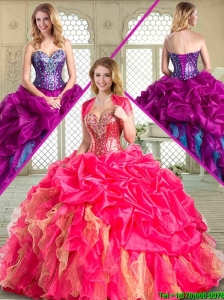 2016 Popular Sweetheart Quinceanera Gowns with Pick Ups and Ruffles