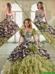 Fashionable Camo Quinceanera Dresses with Pick Ups and Ruffles for Winter