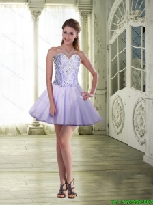 Light Short Sweetheart Prom Dresses in Lavender for Cocktail