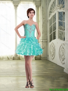 Modest Organza Short Prom Dress with Beading and Ruffles