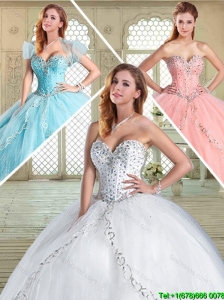 Simple Floor Length Quinceanera Gowns with Beading