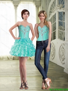 Suitable Sweetheart Short Detachable Prom Dress with Beading and Ruffles