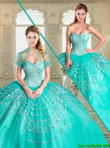 2016 Beautiful Sweetheart Quinceanera Gowns with Beading and Appliques