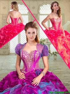 Beautiful Floor Length Ruffles and Beading Sweet 16 Gowns in Multi Color