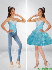 Classical Sweetheart Baby Blue Detachable Prom Dresses with Beading and Pick Ups