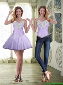 Feminine Short Sweetheart and Beaded Detachable Prom Dresses in Lavender 129.25
