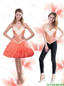 Light Sweetheart Detachable Prom Dresses with Beading and Ruffles