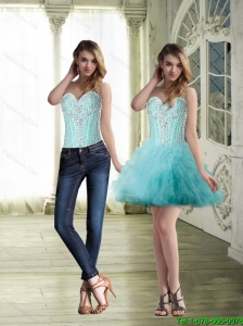 Luxurious Beaded Sweetheart Detachable Prom Dress with Ruffles for Cocktail