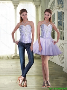Perfect Sweetheart Lace Up Detachable Prom Dresses in Lavender for Cocktail