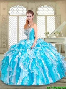 2016 Pretty Sweetheart Quinceanera Dresses with Beading and Ruffles