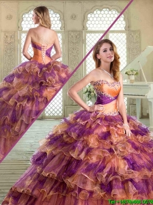 Pretty Sweetheart Sweet 16 Dresses with Beading and Ruffled Layers