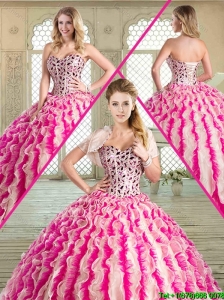 Spring Pretty Floor Length Sweet 16 Dresses with Beading and Ruffles