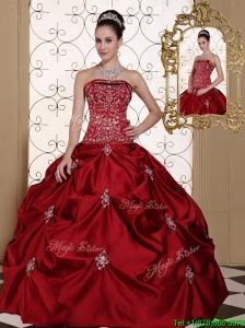 Clearance Pick Ups Strapless Quinceanera Gowns in Wine Red