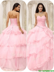 Simple 2016 Sweetheart Ruffles Quinceanera Dresses in Baby Pink