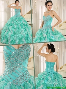 Brand New Apple Green Quinceanera Dresses with Beading and Ruffles
