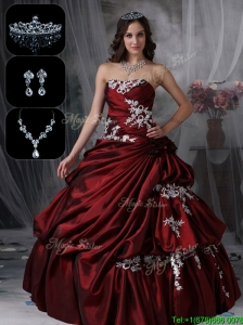 Classical Strapless Quinceanera Dresses in Burgundy