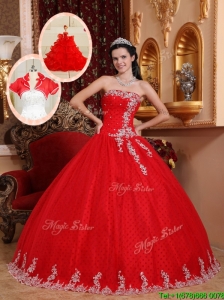 New Style Ball Gown Appliques Quinceanera Dresses in Red