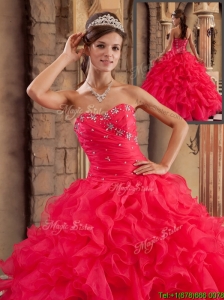 Classical Sweetheart Ruffles Quinceanera Dresses in Red
