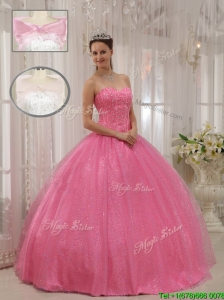 Cute Sweetheart Beading Quinceanera Gowns in Pink