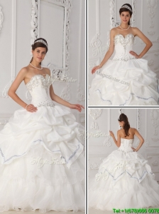 Cute White Sweetheart Quinceanera Gowns with Beading