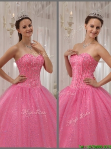 Luxurious Pink Sweetheart Quinceanera Dresses with Beading