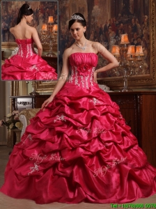 New Arrival Coral Red Ball Gown Strapless Quinceanera Dresses