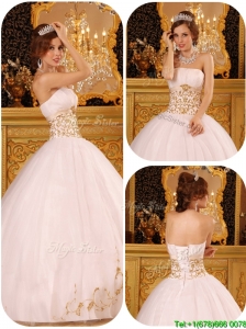 New Arrivals Appliques Quinceanera Gowns in White for 2016